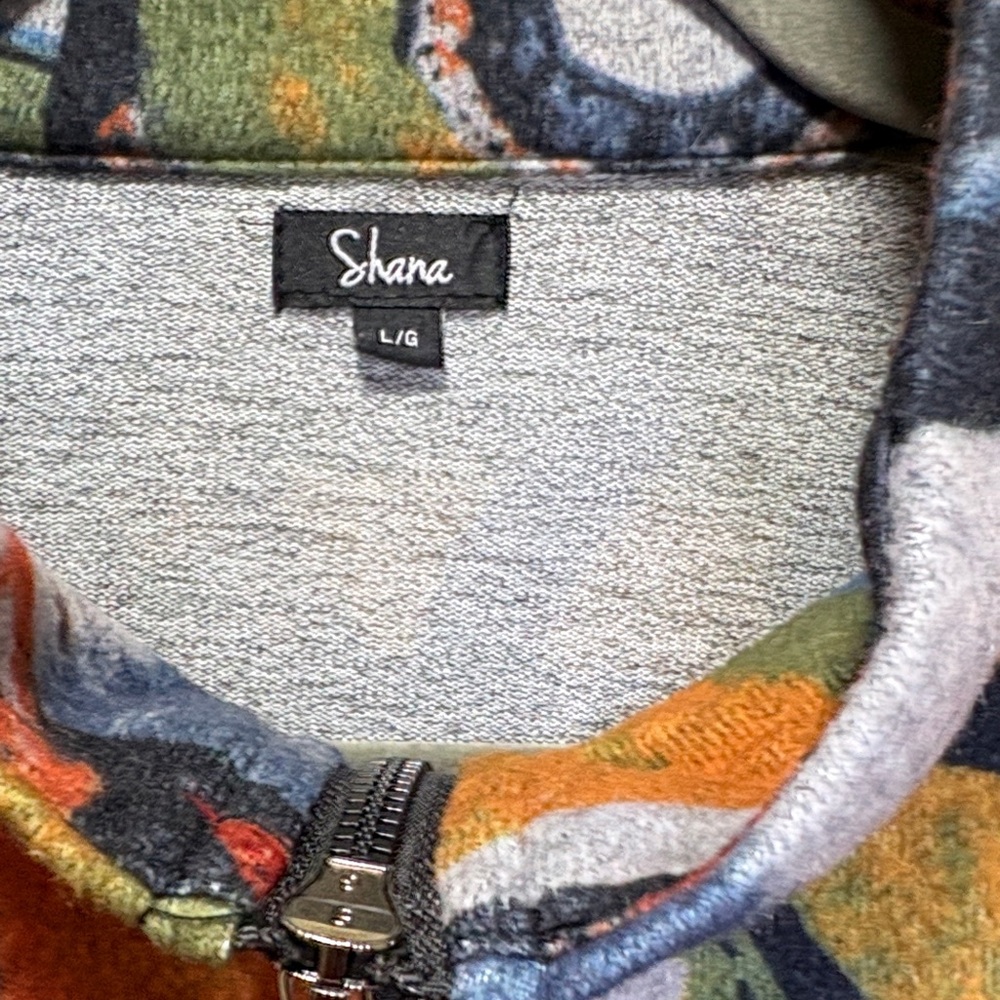 Abstract Print Zip-Front Varsity Jacket - Multicolor - Picture 3 of 11